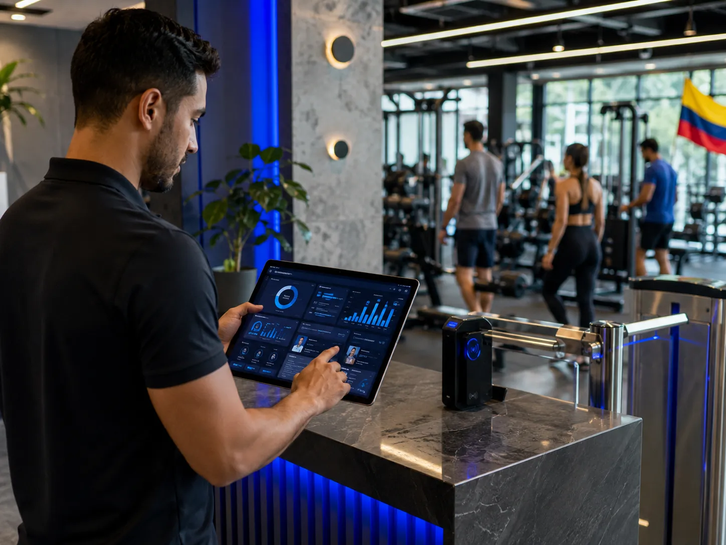 Software para administrar gimnasios en Colombia con dashboard Gymsoft, control de acceso y operación fitness